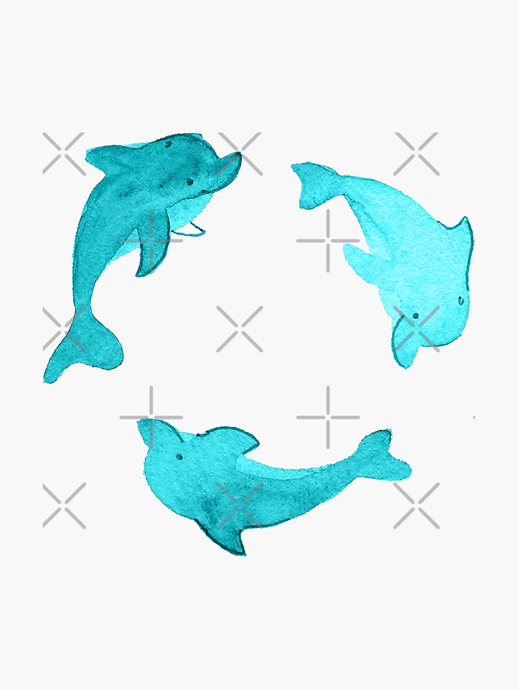 Teal Dolphin Stickers and Pattern by annieparsons