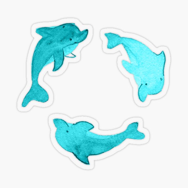 Teal Dolphin Stickers and Pattern Transparent Sticker