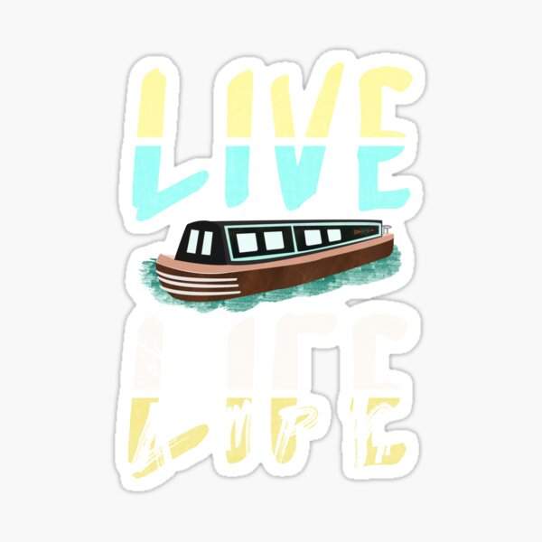 "Narrowboat Illustration Live Life at 4mph " Sticker for Sale by HeyHoJo Redbubble