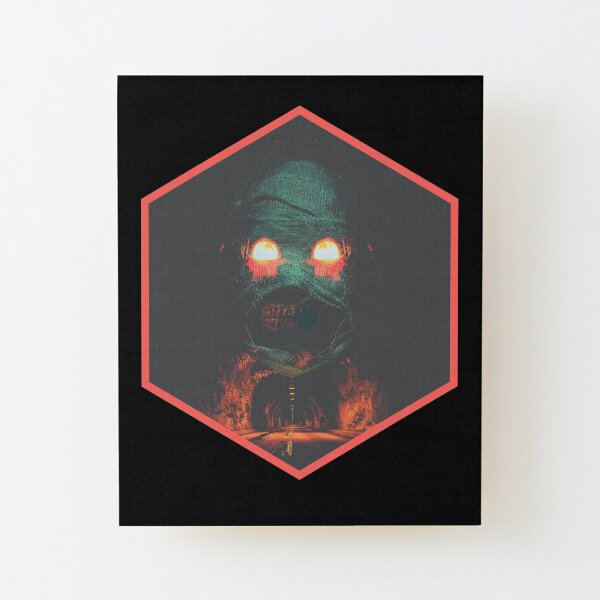Grim Road: Hexagon in Black Wood Mounted Print