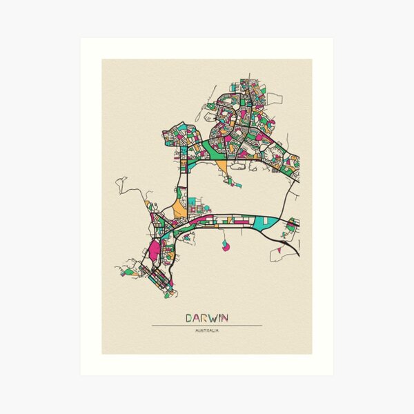 Darwin, Northern Territory Street Map Art Print