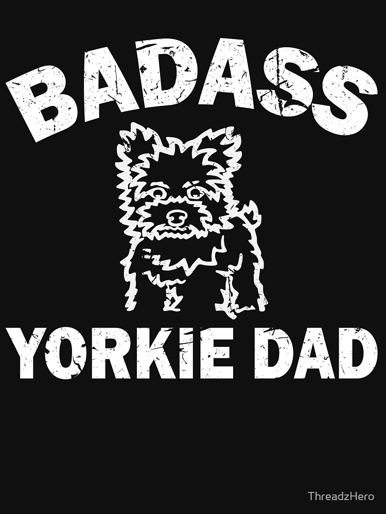 Badass Yorkie Dad T-Shirt Canvas Print by ishirt