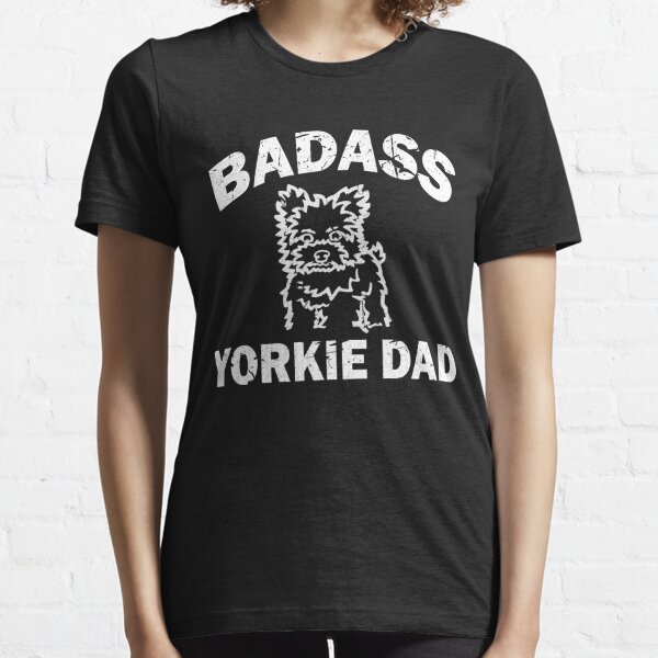 Badass Yorkie Dad T-Shirt Canvas Print by ishirt