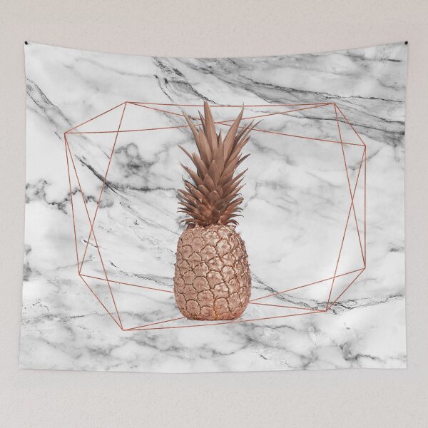 Item preview, Metal Copper Pineapple in Frame on Gray Faux Marble designed and sold by MysticMarble.