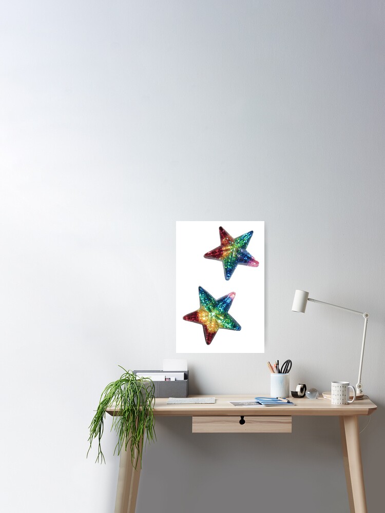 Rainbow glitter stars | Poster