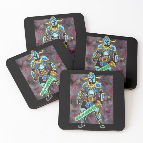 Item preview, Horned Blue Knight Watercolor Fantasy Painting designed and sold by PyromaniacJoe.