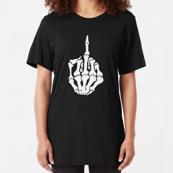 Skeleton Middle Finger Slim Fit T-Shirt