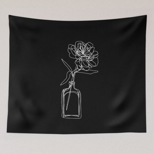 Item preview, Black and white flower in vase - minimalistic designed and sold by brabikate.