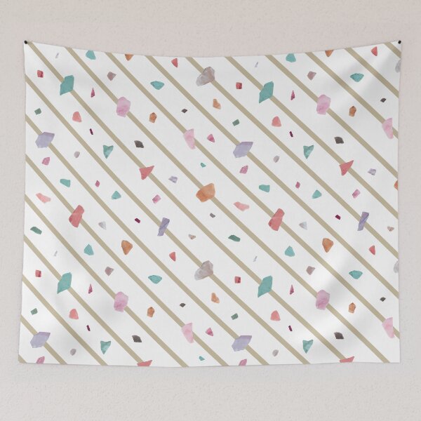 Item preview, Striped Colorful Terrazzo White  designed and sold by Stonelight.