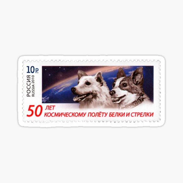 USSR CCCP Soviet Space Dogs Belka and Strelka Postage Stamp