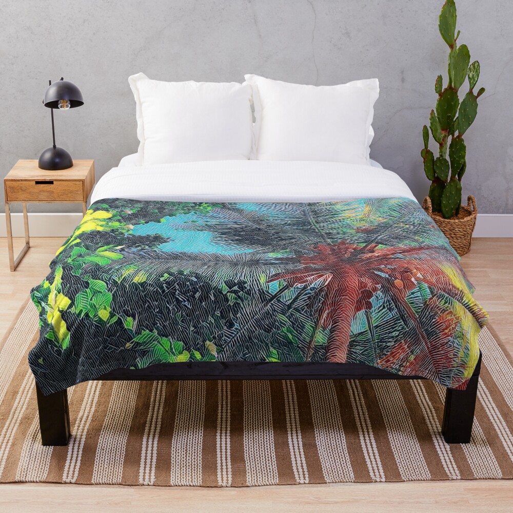 Tropical Palm Tree on a throw blanket