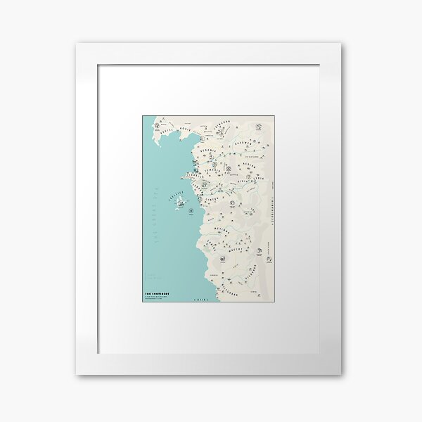 Illustrated Witcher World Map Framed Art Print