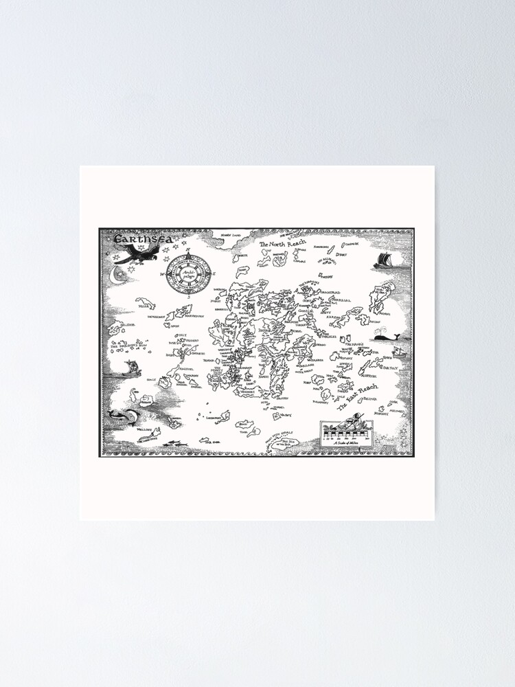 "Earthsea Map Black Design" Poster for Sale by symbolized | Redbubble