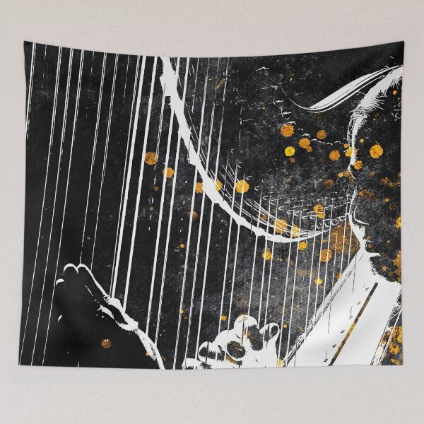 Item preview, Harp music art gold and black #harp #music designed and sold by JBJart.