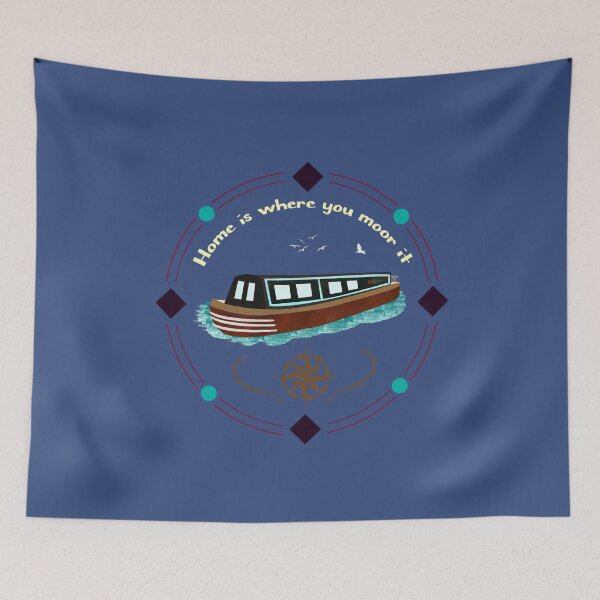 Item preview, Narrowboat Illustration Home is where You Moore It designed and sold by HeyHoJo.
