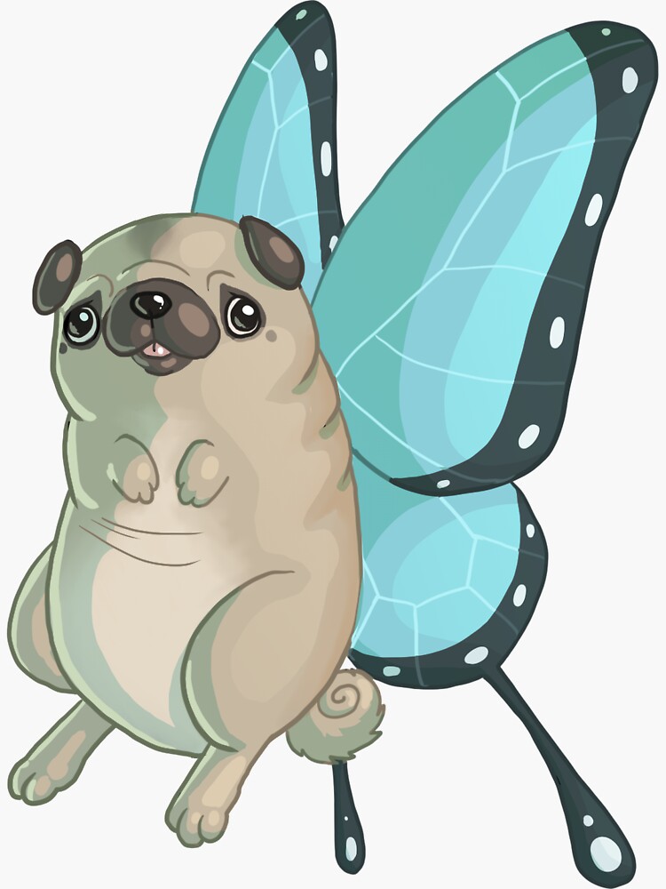 Thumbnail 3 of 3, Sticker, Puggerfly designed and sold by Taterbunny.