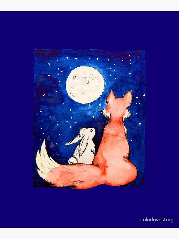 Fox and hare watercolor by colorlovestory