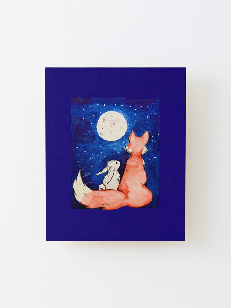 Alternate view of Fox and hare watercolor Mounted Print