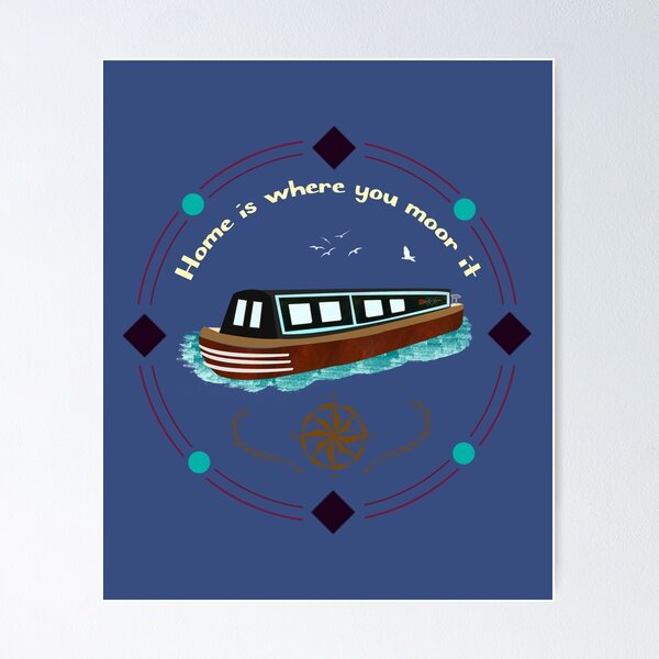 Item preview, Narrowboat Illustration Home is where You Moore It designed and sold by HeyHoJo.
