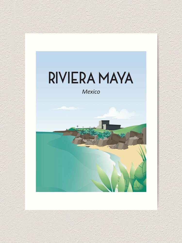 Riviera Maya Mexico Travel Poster Illustration Art Print By Caravanstudio Redbubble