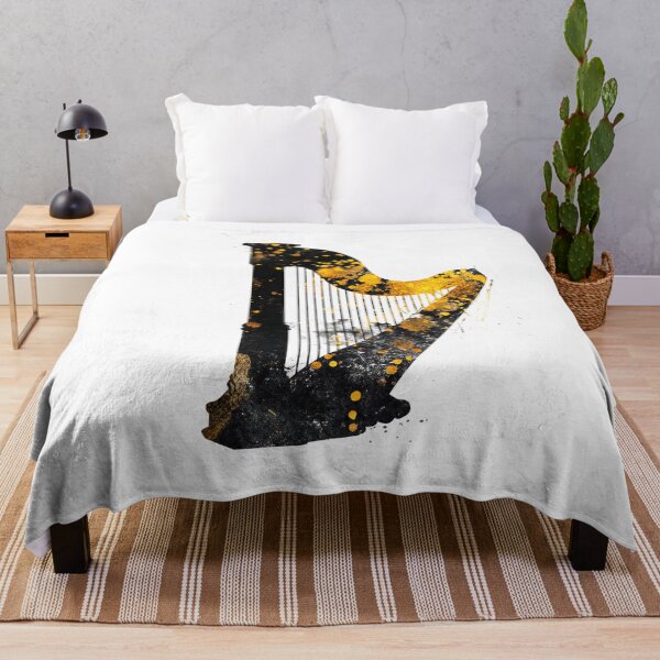 Item preview, Harp music art gold and black #harp #music designed and sold by JBJart.