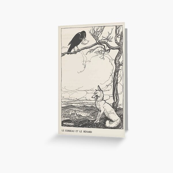 Aesop's Fables art by Arthur Rackham 1913 0026 The Fox and the Crow Greeting Card