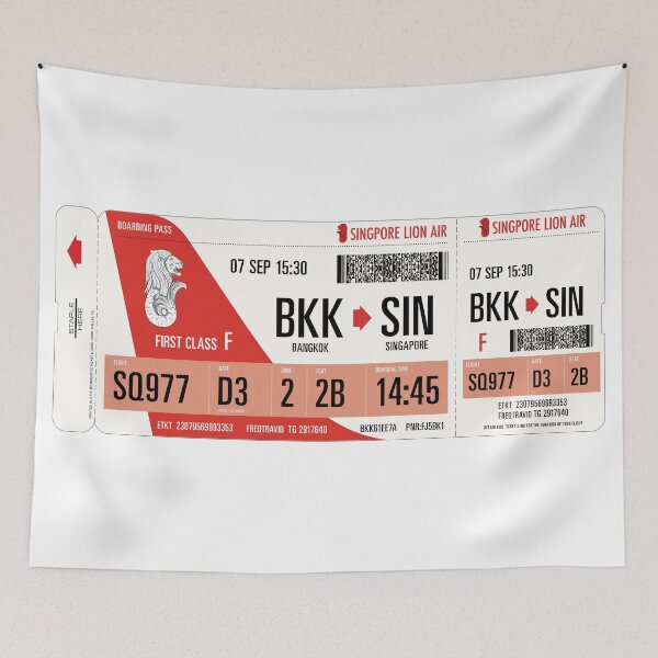 Item preview, Authentic Airline Boarding Pass to Singapore designed and sold by travelwitheric.