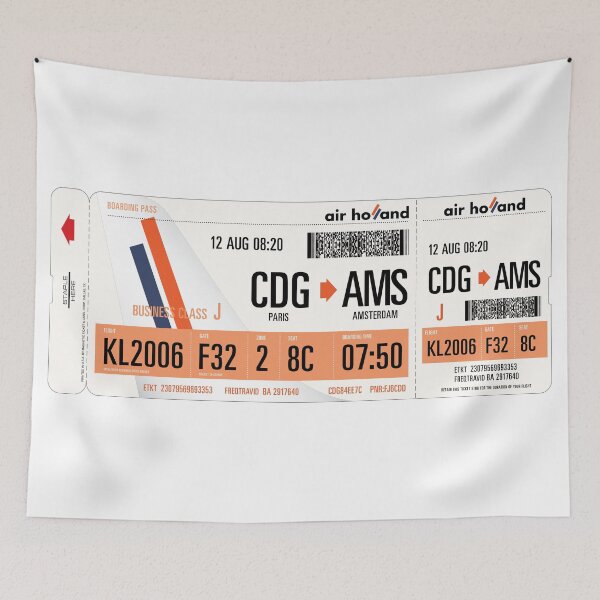 Item preview, Authentic Airline Boarding Pass to Amsterdam designed and sold by travelwitheric.