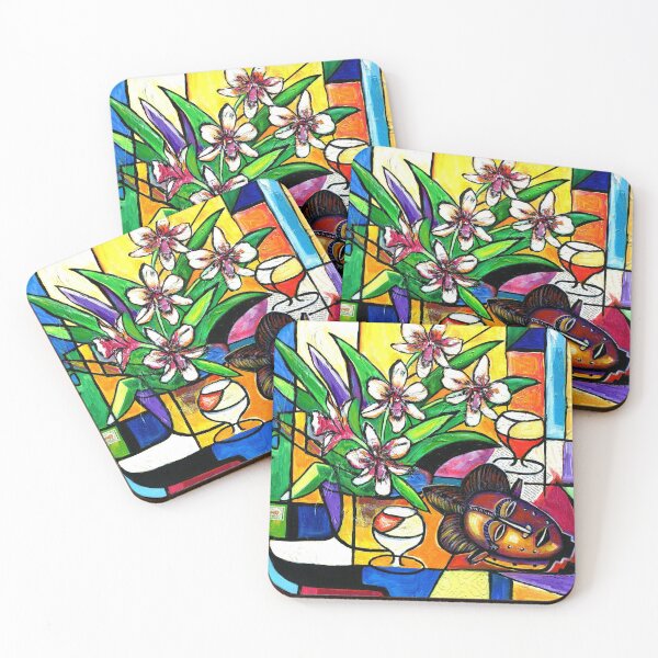 Item preview, Still Life with Orchids, African Mask and Wine for two designed and sold by Everett  Spruill.