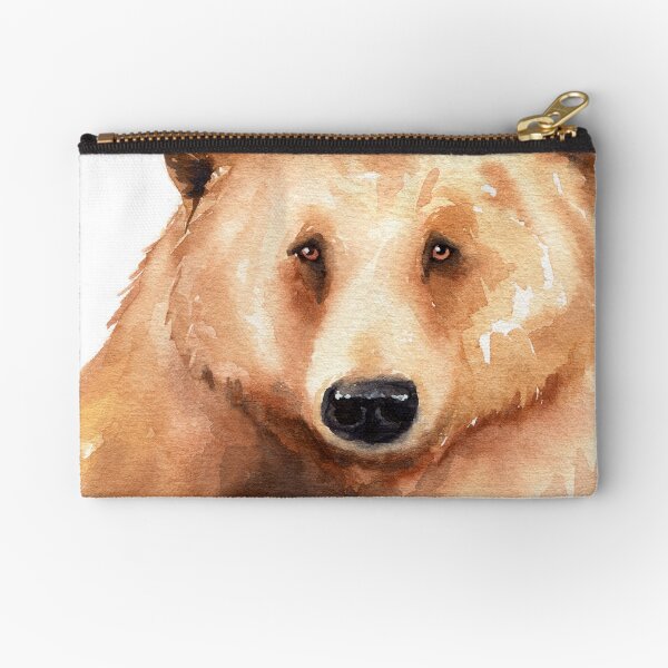 Grizzly Bear Watercolor Zipper Pouch
