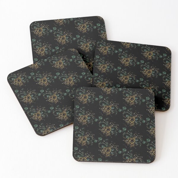 Item preview, GREEN AND GOLD SWIRLS ON BLACK designed and sold by PetsandBeyond.
