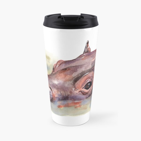 Hippo in Watercolor Travel Mug