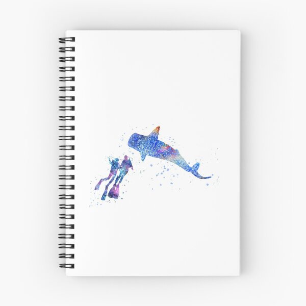 Item preview, Scuba diver, blue whale shark, scuba couple designed and sold by Rosaliartbook.