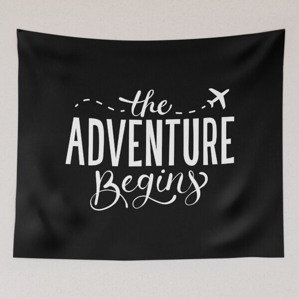 Item preview, The Adventure Begins Travel Quote Lettering designed and sold by TheSimpleMan.