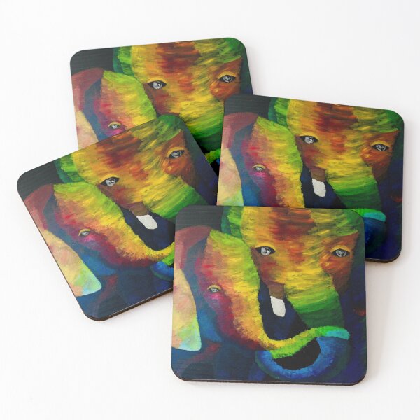 Item preview, Rainbow Painted Elephant Mom and Baby designed and sold by Hodgepodge Bricolage.