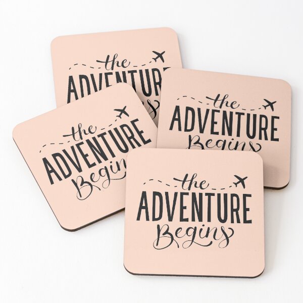 Item preview, The Adventure Begins Travel Quote Lettering black designed and sold by TheSimpleMan.