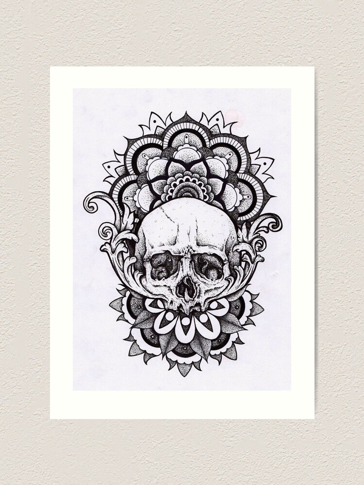 Skull Mandala Art Print By Roscleere Redbubble