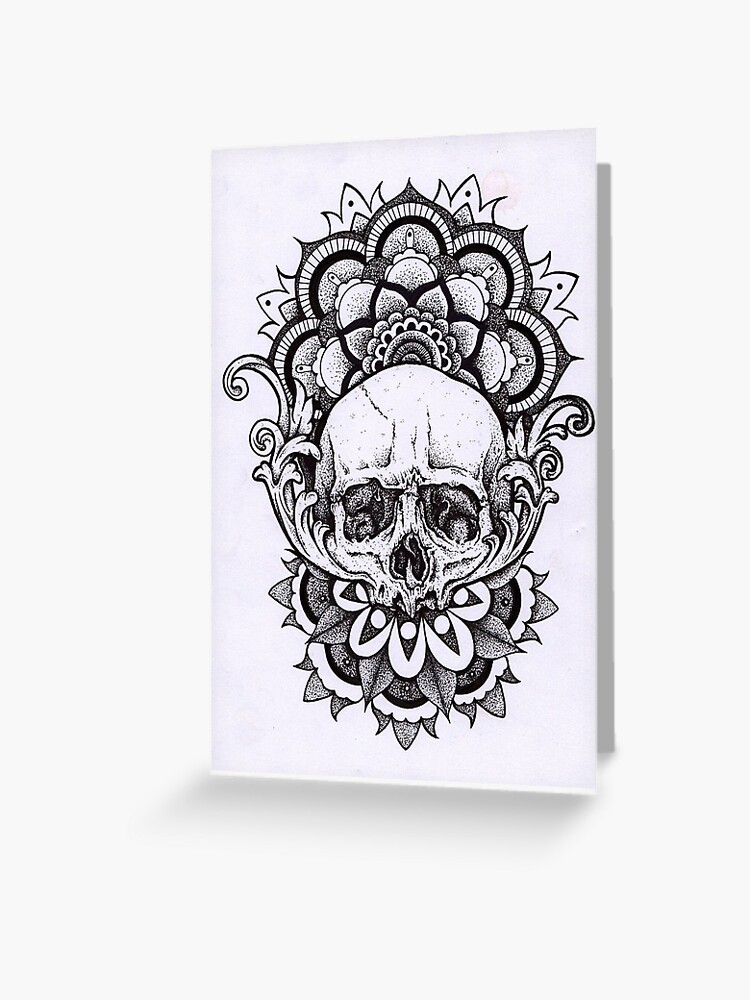 Skull Mandala Greeting Card By Roscleere Redbubble