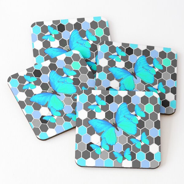 Item preview, BLUE BUTTERFLIES BLUE-WHITE ABSTRACT PATTERNED ART, designed and sold by sharlesart.