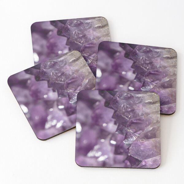 Metaphysical Geode Coasters Amethyst Crystal Gemstone Art Print Coaster Set Purple Amethyst Agate Crystal Art Print Wicca Pagan