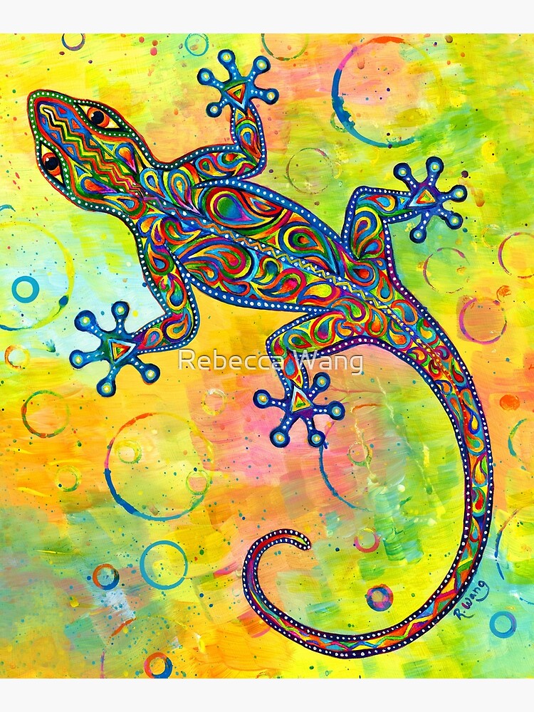 Electric Groovy Gecko Psychedelic Paisley Lizard by lioncrusher