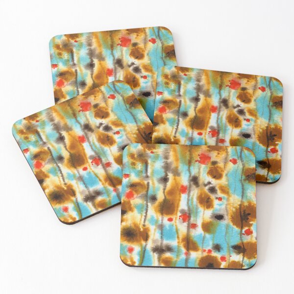 Item preview, Floating Blooms Abstract - Turquoise and Red designed and sold by Wendi Moore.