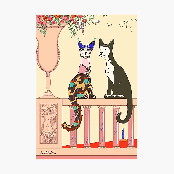 Desmond and Muriel, Art Deco Cat Photographic Print