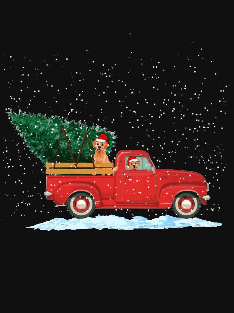 Labrador Retriever Vintage Red Pickup Truck Christmas Tree by techman516