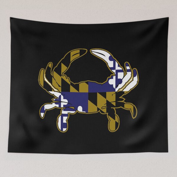 Item preview, Maryland Crab Flag Baltimore Ravens Colors Purple White Gold Football designed and sold by Draculaura2009.