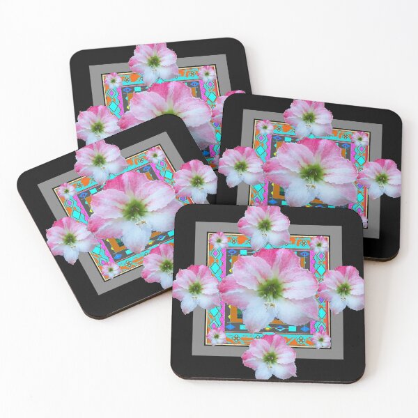 Item preview, WESTERN STYLE PINK & WHITE AMARYLLIS TURQUOISE-BLACK PATTERNS designed and sold by sharlesart.
