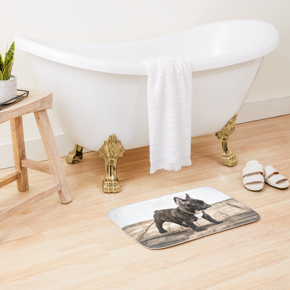 French bulldog portrait Bath Mat
