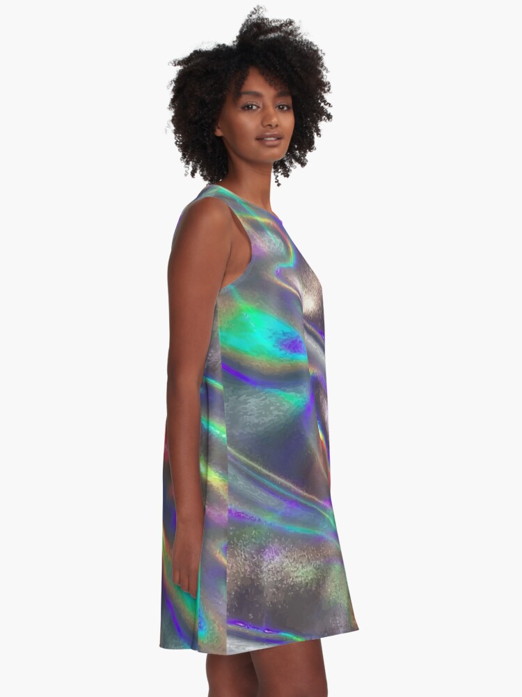 Alternate view of holographic A-Line Dress