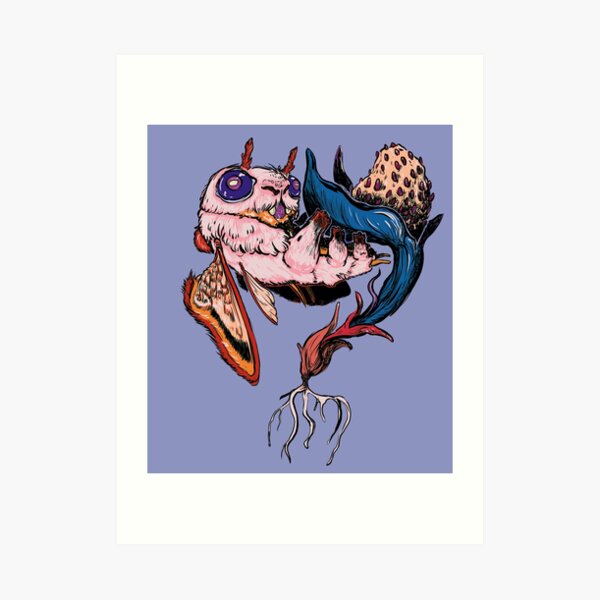 Phatmoth Resting on a Nightberry Art Print