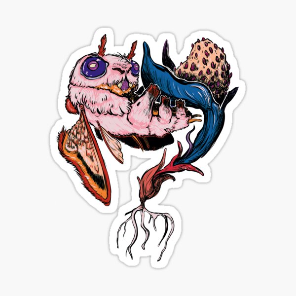 Phatmoth Resting on a Nightberry Sticker